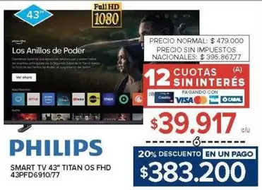Philips - SMART TV 43" TITAN OS FHD 43PFD6910/77