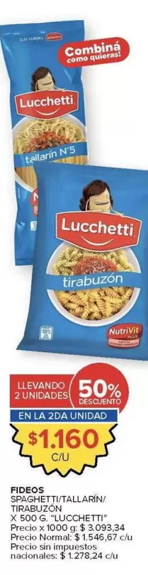 Lucchetti - FIDEOS SPAGHETTI/TALLARINI TIRABUZON