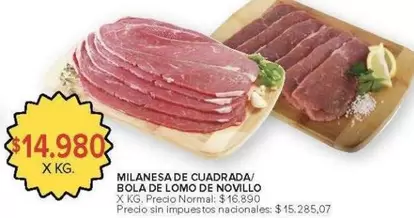 X$ - MILANESA DE CUADRADA / BOLA DE LOMO DE NOVILLO