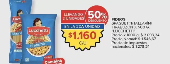 Lucchetti - FIDEOS SPAGUETTI/TALLARIN/TIRABUZÓN X 500 G