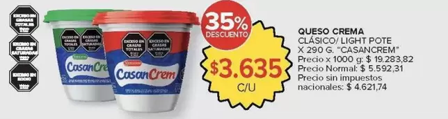 Casancrem - QUESO CREMA CLÁSICO/LIGHT POTE