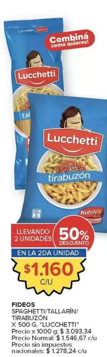 Lucchetti - Fideos Spaghetti/Tallarin/Tirabuzón