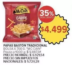 X$ - PAPAS BASTÓN TRADICIONAL