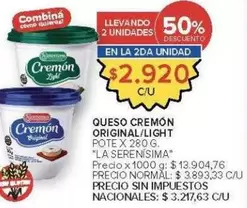 X$ - Queso Cremón Original/Light