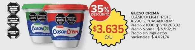 Casancrem - QUESO CREMA CLÁSICO/ LIGHT POTE