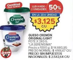 La Serenísima - Queso Cremón Original/Light