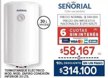 Señorial - TERMOTANQUE ELÉCTRICO