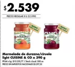 X$ - Mermelada de durazno/ciruela light