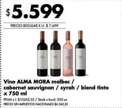 Alma Mora - Vino ALMA MORA malbec / cabernet sauvignon / syrah / blend tinto