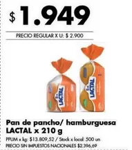 Lactal - Pan de pancho/hamburguesa