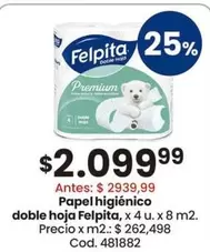 Felpita - Papel higiénico doble hoja