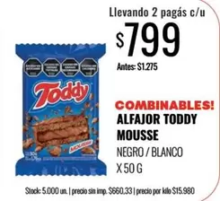 Toddy - ALFAJOR TODDY MOUSSE NEGRO / BLANCO