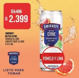 Smirnoff - BITTER CITRIC GRAPEFRUIT & LIME GRAPPE FRUIT & LIME X 473 ML