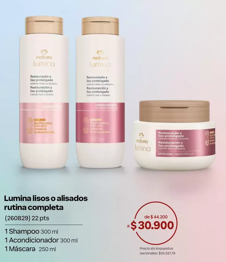 Natura - Lumina lisos o alisados rutina completa (260629)