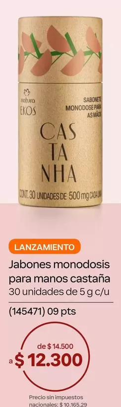 Natura - Jabones monodosis para manos castaña 30 unidades de 5 g c/u (145471)