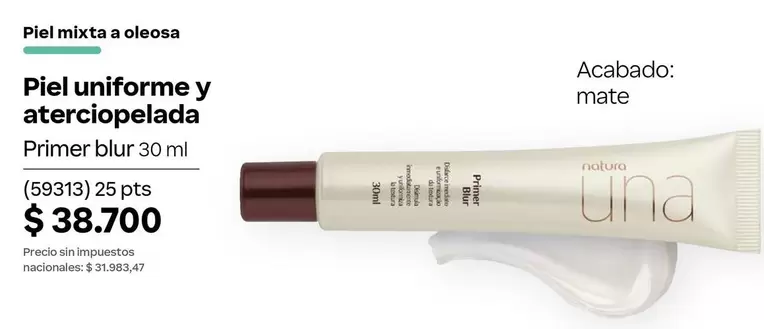 Una - Piel uniforme y aterciopelada (Primer blur 30 ml) (59313) 25 pts