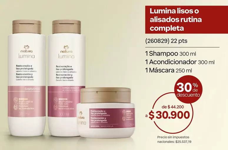 Natura - Lumina lisos o alisados rutina completa (260829)