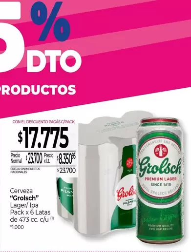 Grolsch - Cerveza Lager/Ipa