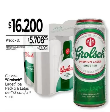 Grolsch - Cerveza Lager/Ipa
