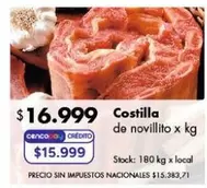 X$ - Costilla de novillito