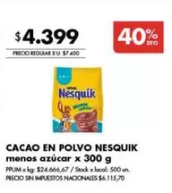 Nesquik - CACAO EN POLVO MENOS AZÚCAR
