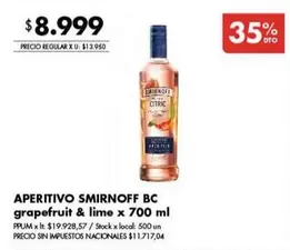 Smirnoff - APERITIVO BC grapefruit & lime