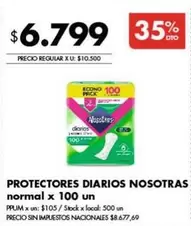Nosotras - PROTECTORES DIARIOS normal x 100 un