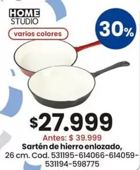 Sartén de hierro enlozado, 26 cm. Cod. 531195-614066-614059-531194-598775