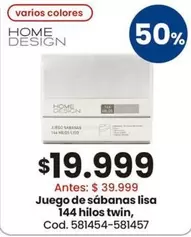 Juego de sábanas lisa 144 hilos twin, Cod. 581454-581457