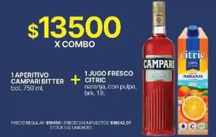 X$ - APERITIVO CAMPARI BITTER + JUGO FRESCO CITRIC