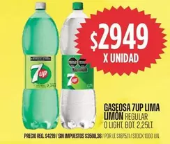 7Up - GASEOSA 7UP LIMA LIMÓN REGULAR O LIGHT