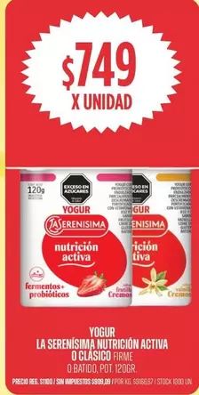 La Serenísima - YOGUR NUTRICION ACTIVA O CLASICO FIRME