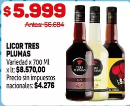 Tres Plumas - LICOR TRES PLUMAS