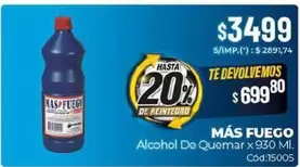 Mas - Alcohol De Quemar x 930 Ml. Cód:15005