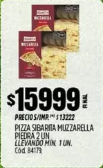 Sibarita - PIZZA SIBARITA MUZZARELLA PIEDRA 2 UN. Cód. 84179