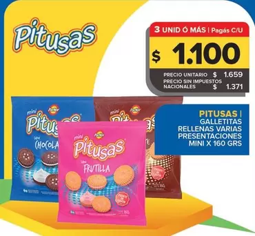 Pitusas - Galletitas Rellenas Varias Presentaciones Mini
