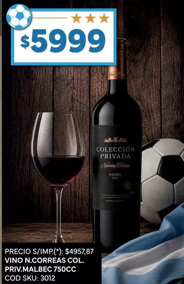 Malbec - VINO N.CORREAS COL. PRIV.MALBEC 750CC COD SKU: 3012