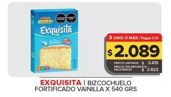 Exquisita - Bizcochuelo Fortificado Vainilla