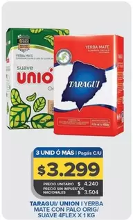 Taragui/ Union - Yerba Mate Con Palo Orig/Suave 4flex