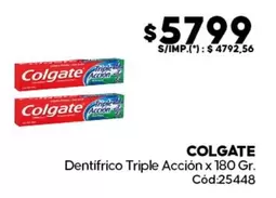 Colgate - Dentífrico Triple Acción x 180 Gr. Cód:25448