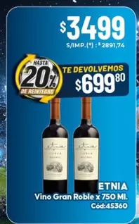 Etnia - Vino Gran Roble x 750 Ml. Cód:45360