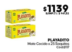 Playadito - Mate Cocido x 25 Saquitos Cód:8117