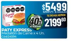 Express - Medallón de Carne x 4 Un. Cód:24594