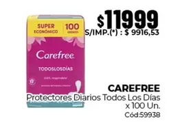 Carefree - Protectores Diarios Todos Los Días x 100 Un. Cód:59938
