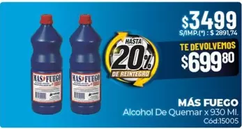 Mas - MÁS FUEGO Alcohol De Quemar x 930 ml Cód:15005