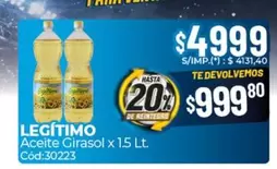 Legítimo - Aceite Girasol x 1.5 Lt. Cód:30223