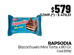 Rapsodia - Bizcochuelo Mini Torta x 80 Gr. Cód:33192
