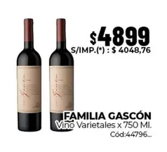 X$ - Vino Varietales x 750 Ml. Cód:44796
