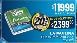 La paulina - Queso Port Salut X Kg. Cód:7122
