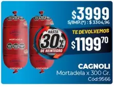 Cagnoli - Mortadela x 300 Gr. Cód:9566